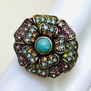 Heidi Daus SIZE 10 “Floral Passion” vintage Swarovski Crystals ring